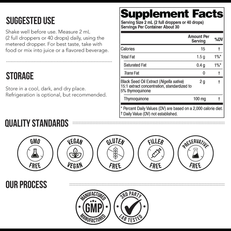 Triquetra Black Seed Oil Liquid 5% Thymoquinone, TQ-Advanced, 59 ml