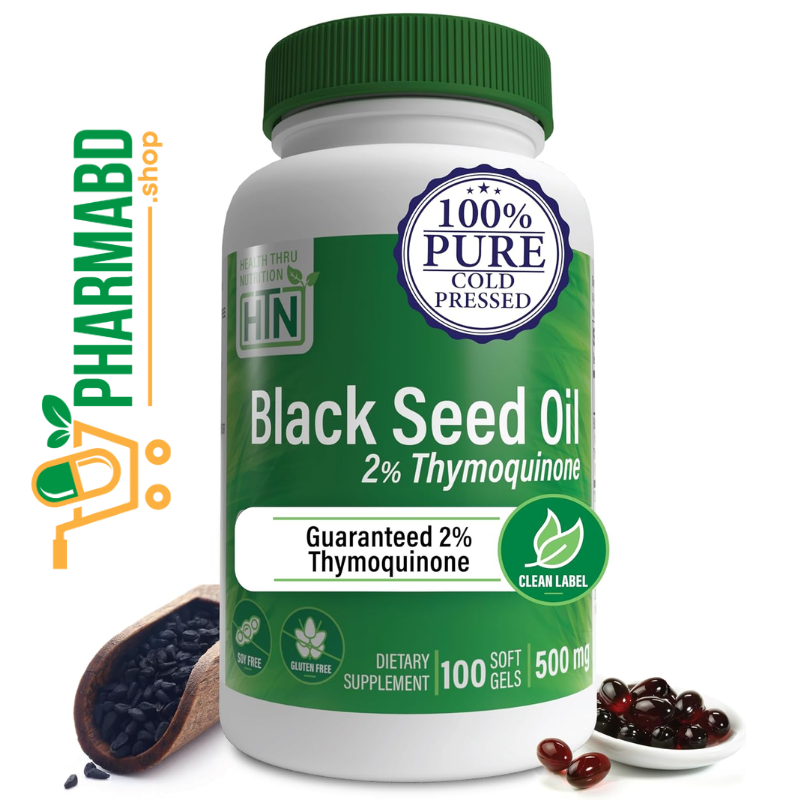 Health Thru Nutrition Black Seed Oil 500mg 100 Softgels 2% Thymoquinone, 100 Softgels