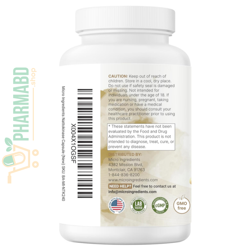 Micro Ingredients Nattokinase 10,000 FU, 240 Veggie Capsules