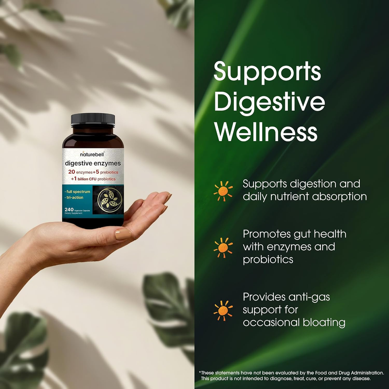 NatureBell Digestive Enzymes, Gut Health Support, 240 Capsules