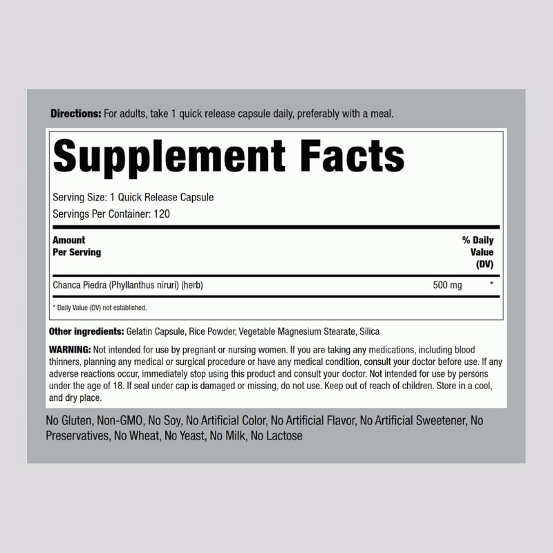 Piping Rock Chanca Piedra 500 mg, 120 Capsules