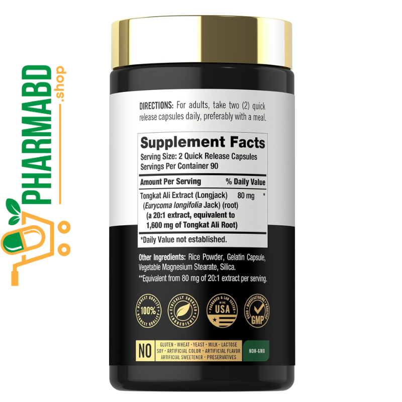 Carlyle Tongkat Ali 1600 mg, 180 Quick Release Capsules