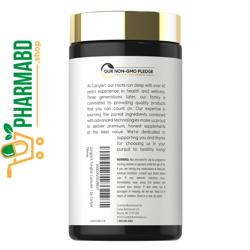 Carlyle Tongkat Ali 1600 mg, 180 Quick Release Capsules
