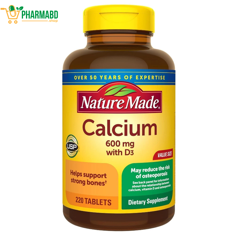 Nature Made Calcium 600 mg with Vitamin D3, 220 Tablets